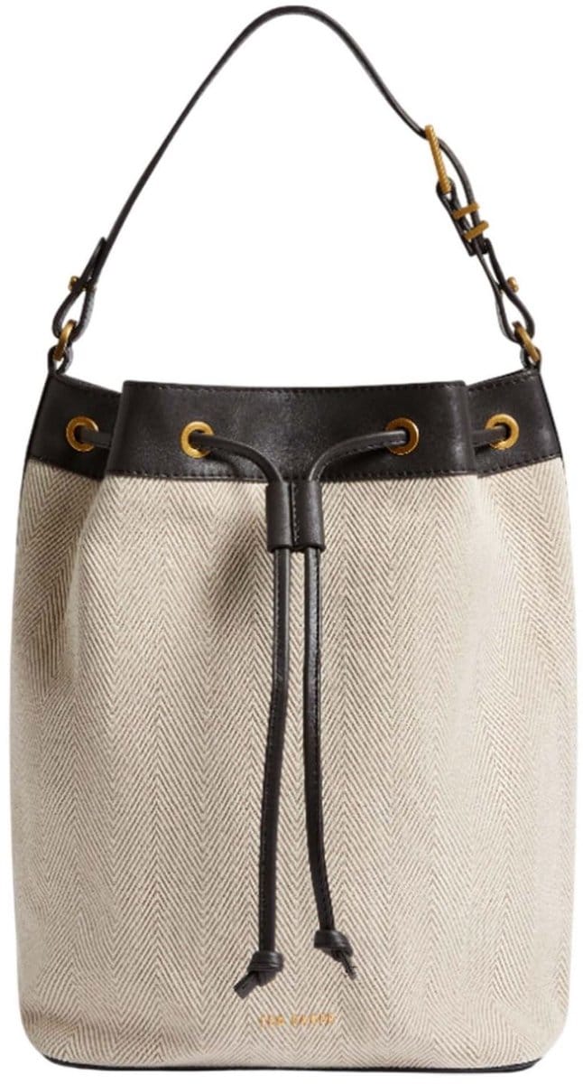 Ted Baker Schoudertas Tashah Belt Detail Canvas Herringbone Shoulder Bag Brn-Choc Beige
