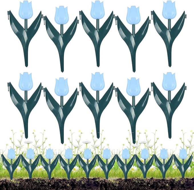 Bloembedranden 10 Stuks - Tuinranden Decoratief - Gazon Afscheiden - Flexibel Bloemontwerp - 30x25 cm - Blauw