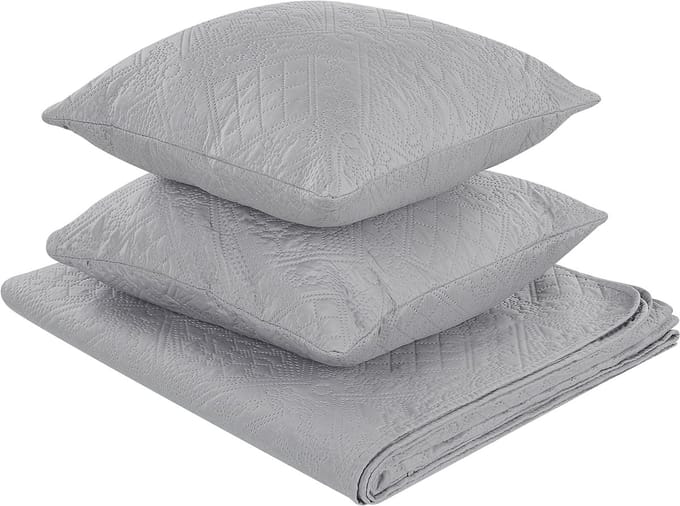 ALAMUT - Plaid met kussens - Grijs - 160 x 220 cm - Polyester
