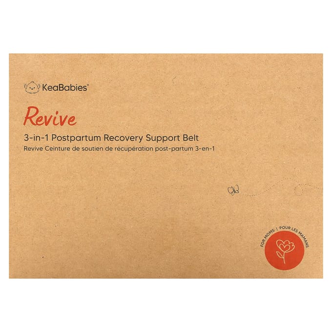 KeaBabies, Revive, Ceinture de Soutien de Récupération Post-partum 3-en-1, Très Grande Taille, Noir Minuit, 1 jeu beige