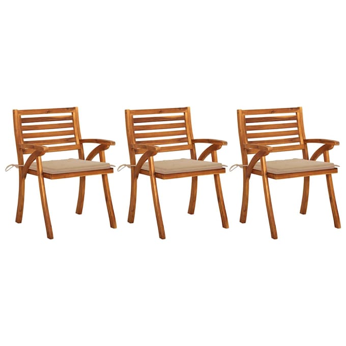 vidaXL - Tuinstoelen - 3 - st - met - kussens - massief - acaciahout