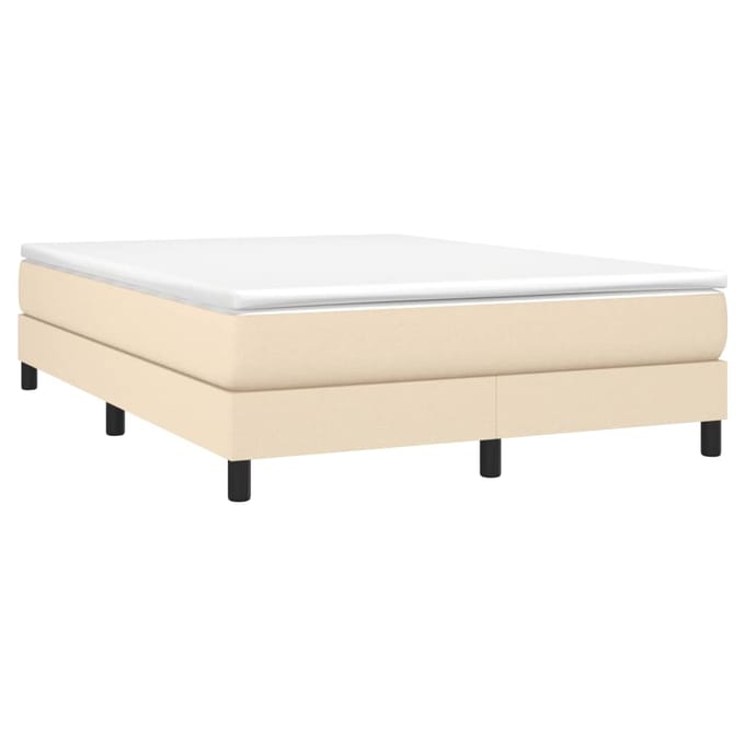 vidaXL - Boxspring - bed - stof - crèmekleurig - 140x190 - cm