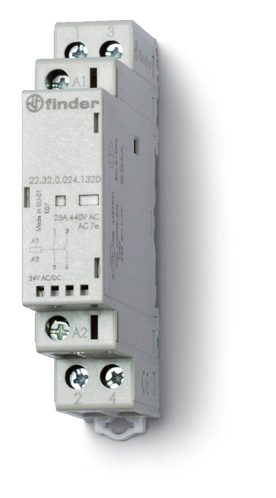 Finder 22.32 Modulaire Contacteur 25A 24V DC/AC 2NO - 22.32.0.024.1320