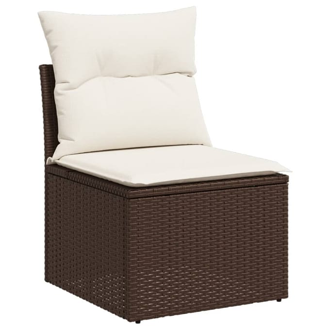 vidaXL - 10-delige - Loungeset - met - kussens - poly - rattan - bruin