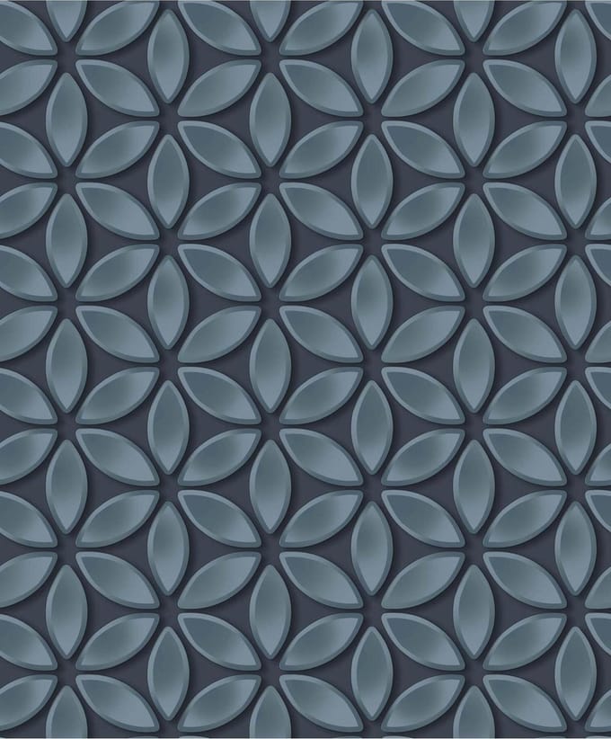 Hexagone dessin zwart/blwgrijs modern (vliesbehang, zwart)