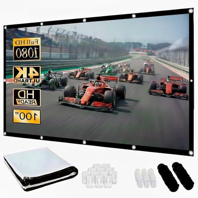 Projectiescherm - Beamer Scherm - Thuisbioscoop Ervaring - Kreukvrij Polyester - 100 Inch - Wit