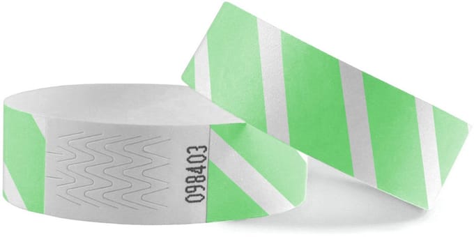 CombiCraft Gestreepte Blanco Tyvek Polsbandjes Groen - 100 stuks
