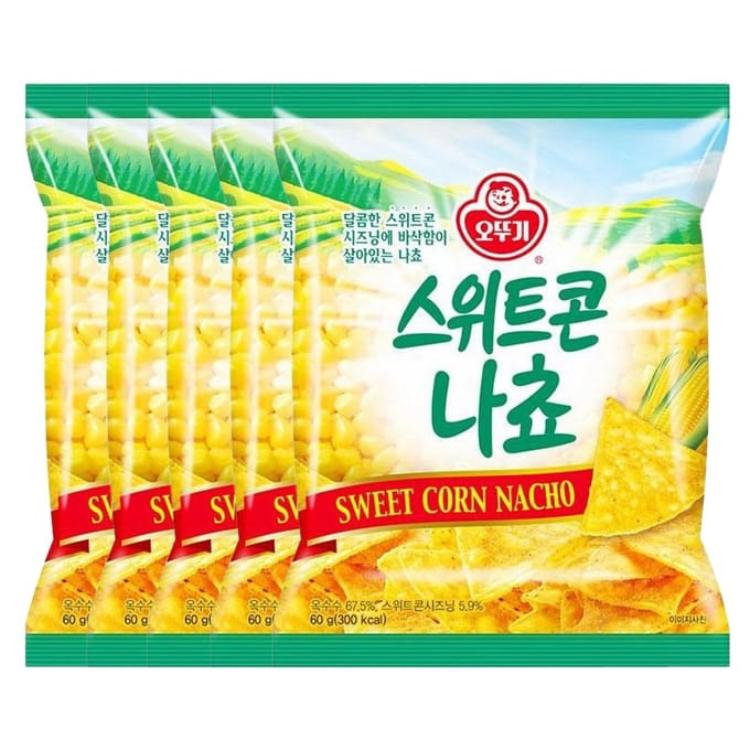 Ottogi Zoete Maïs Nacho Chips Knapperige Hartige Snack 60g x 5 Pakken