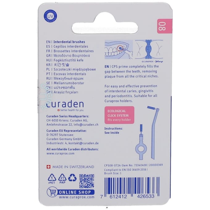 Curaprox Interdentale Rager Prime Navulling CPS 08 Roze 3,2mm - 8 stuks