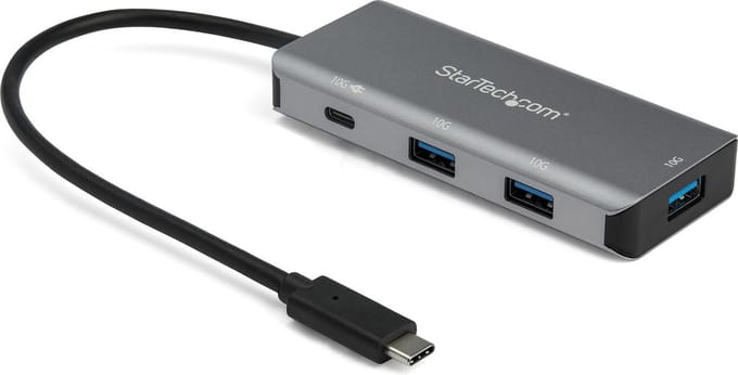 StarTech.com 4-poorts USB-C-hub met PD 3.0 - 10 Gbps - 3x USB-A & 1X USB-C - hub - 4 poorten USB hub - 4 - Grijs