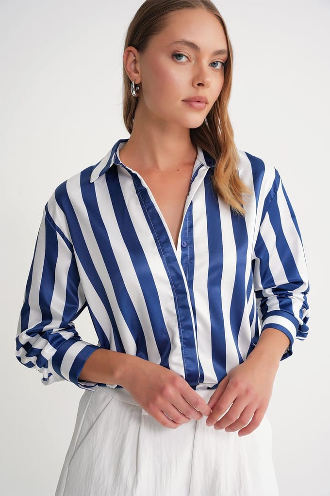 Gestreepte Poplin Blouse