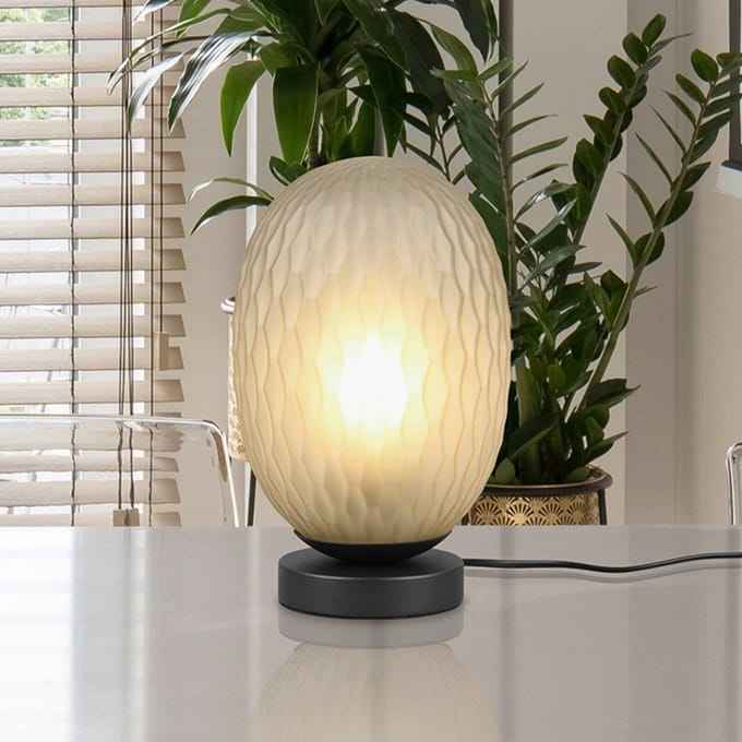 Trio Lighting Facette tafellamp, groen, hoogte 29 cm, glas, E27