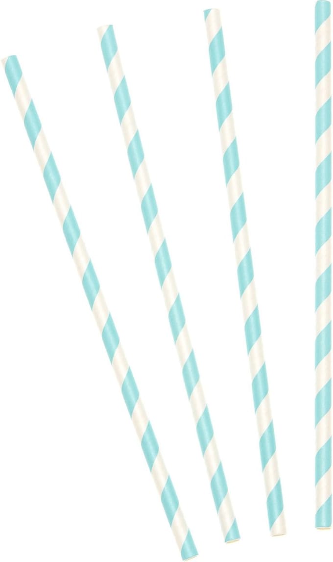 Gestreepte rietjes van papier mintgroen/wit 10 stuks