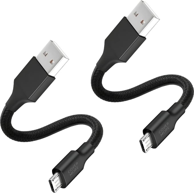 2x Micro usb kabel - Usb naar Micro usb kabel - Oplader - Voor opladen van oude smartphone, speaker, koptelefoon, ereader - 30cm - Kort - Stevig - Zwart