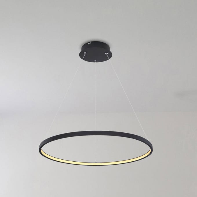 Globo Ralph LED Hanglamp – Ø60 cm – Zwart – Dimbaar – 3 Ringen – 57W – 3000K