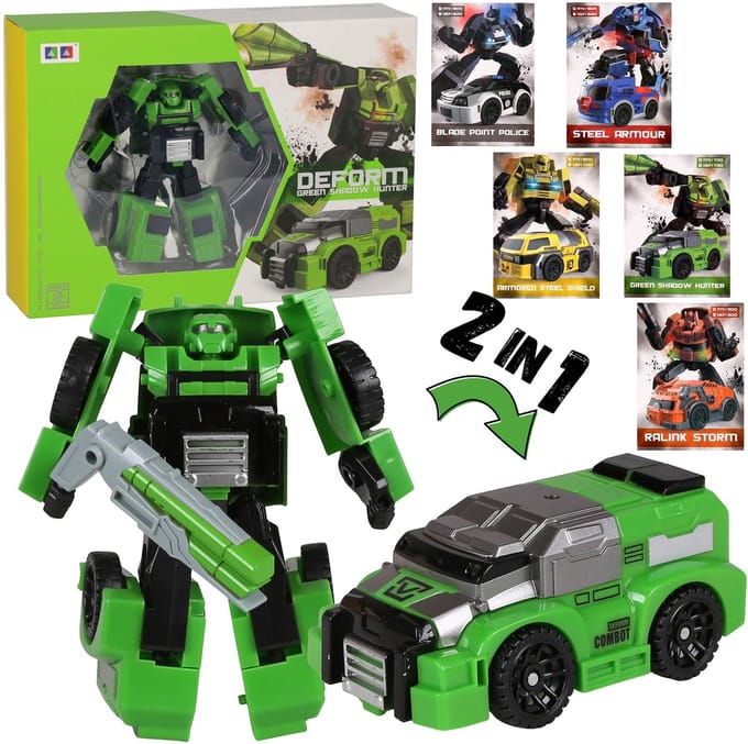 TRANSFORMERS ROBOT + CARD, robot auto 2in1 speelgoed voor kinderen TRANSFORMERS 3+ MEGA CREATIVE
