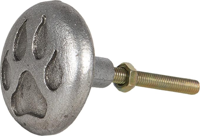 Clayre & Eef Deurknop Ø 4 cm Zilverkleurig IJzer Hondenpoot