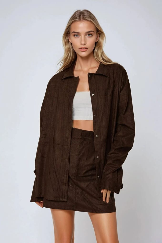 Faux Suède Knopshirt