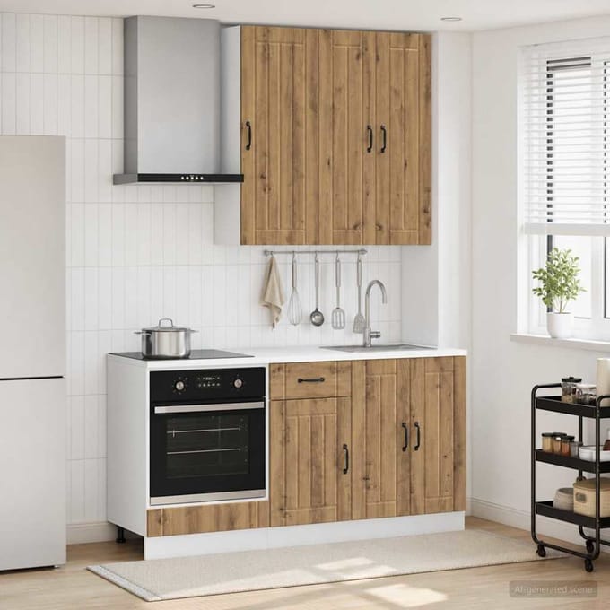 vidaXL - Keukenblok - LUCCA - 5 - st - Artisanaal - eiken - Bewerkt - hout