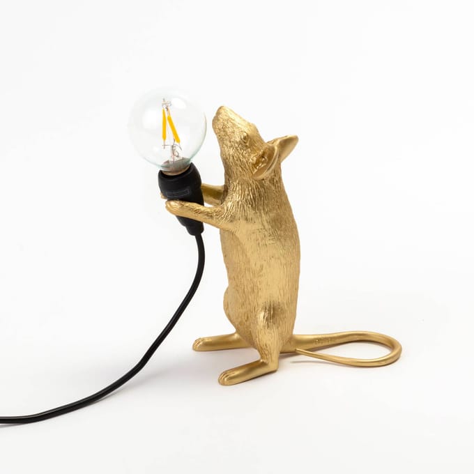 SELETTI Mouse Lamp LED decoratieve lamp USB staand goud
