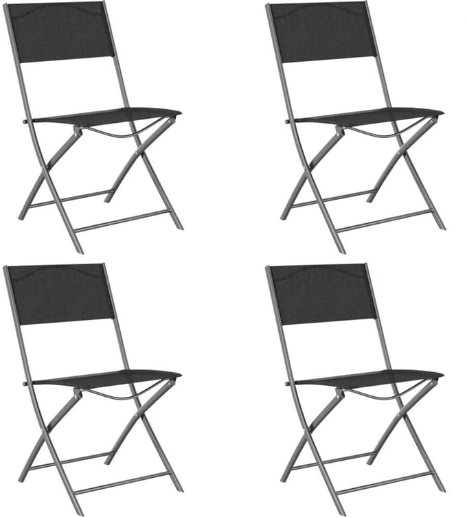 Tuinstoelen – Opvouwbaar – 4 Stuks – Metaal – Zwart