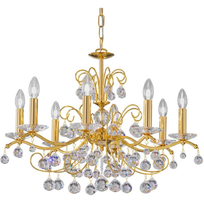 KOLARZ Carmen kristal goud 8-lamps Ø 70 cm