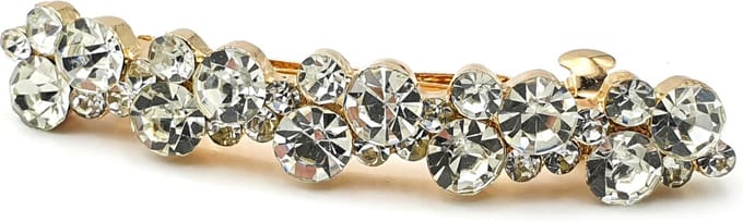 Goudkleurige haarspeld met grote naturel strass stenen - 6cm