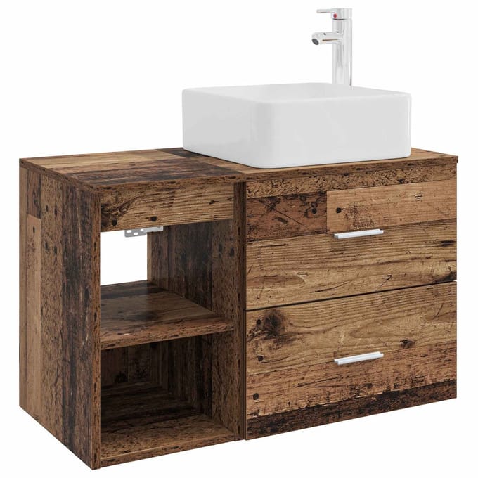 vidaXL - Badkamermeubel - Set - 2 - st - Oud - hout - Bewerkt - hout