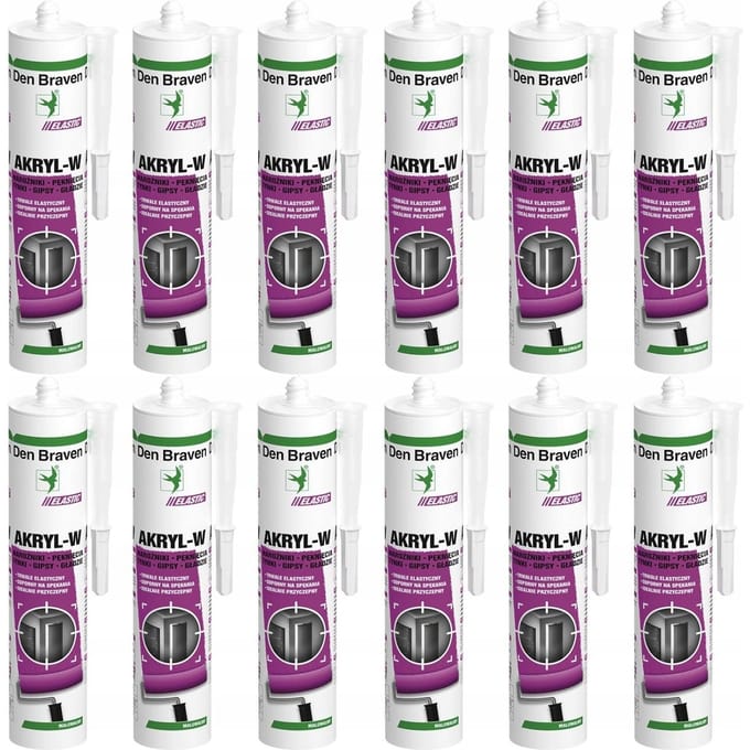 Lot de 12 Den Braven Silicone - Acrylique W blanc 280 ml