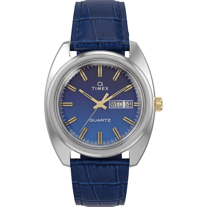 Timex Reissue TW2Y87100 Horloge - Leer - Blauw - Ø 37 mm
