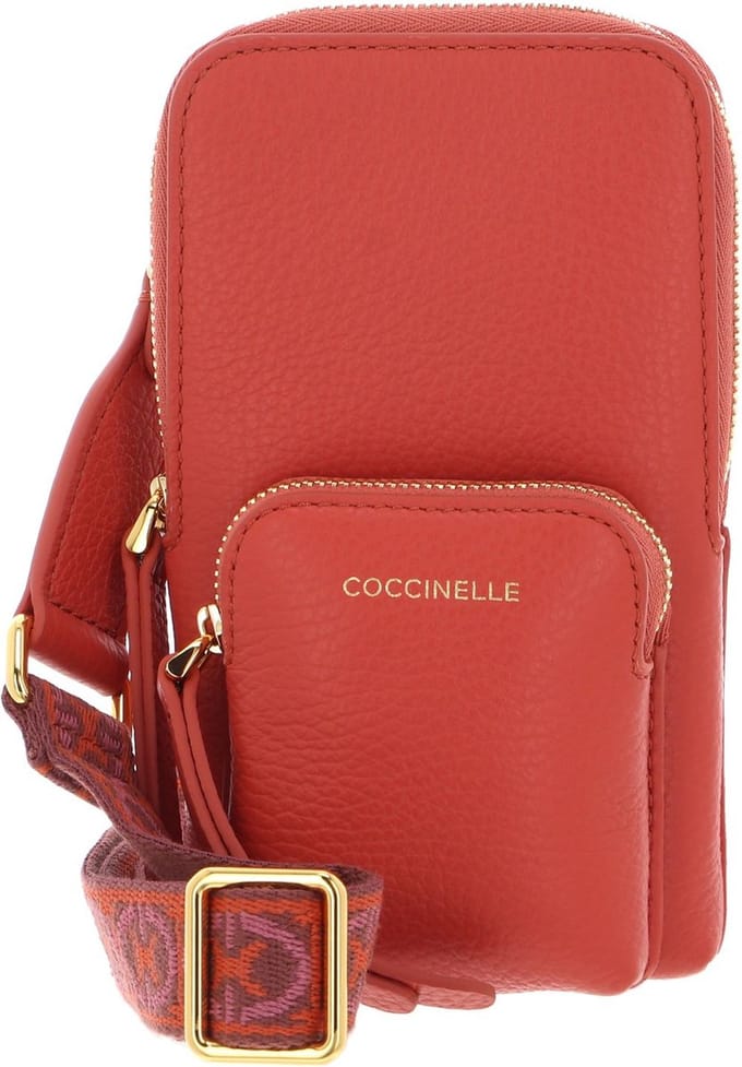 COCCINELLE Leren Telefoontasje Pixie Hi-Tech Phone Bag Grenadine Red Lichtrood