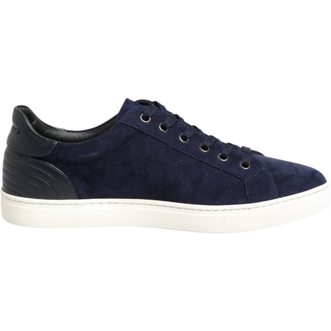 Dolce & Gabbana Blauwe Leren Suède Lage Sneakers Schoenen