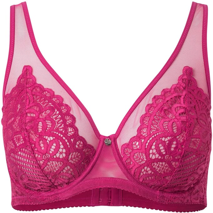 TruYou - Dames - Beugel BH kant mesh bandjes - Fuchsia - Maat 105E