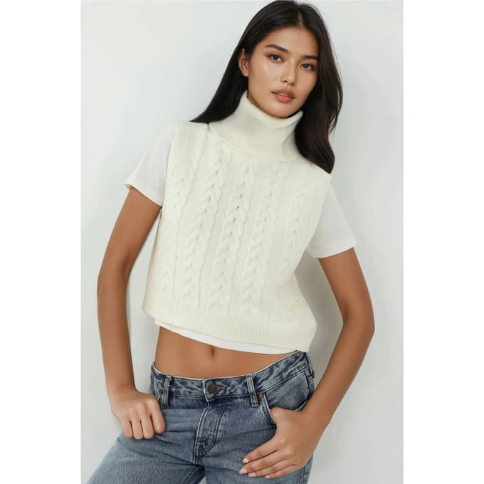 Coltrui Gebreide Sweater Vest met Haar Vlecht Patroon