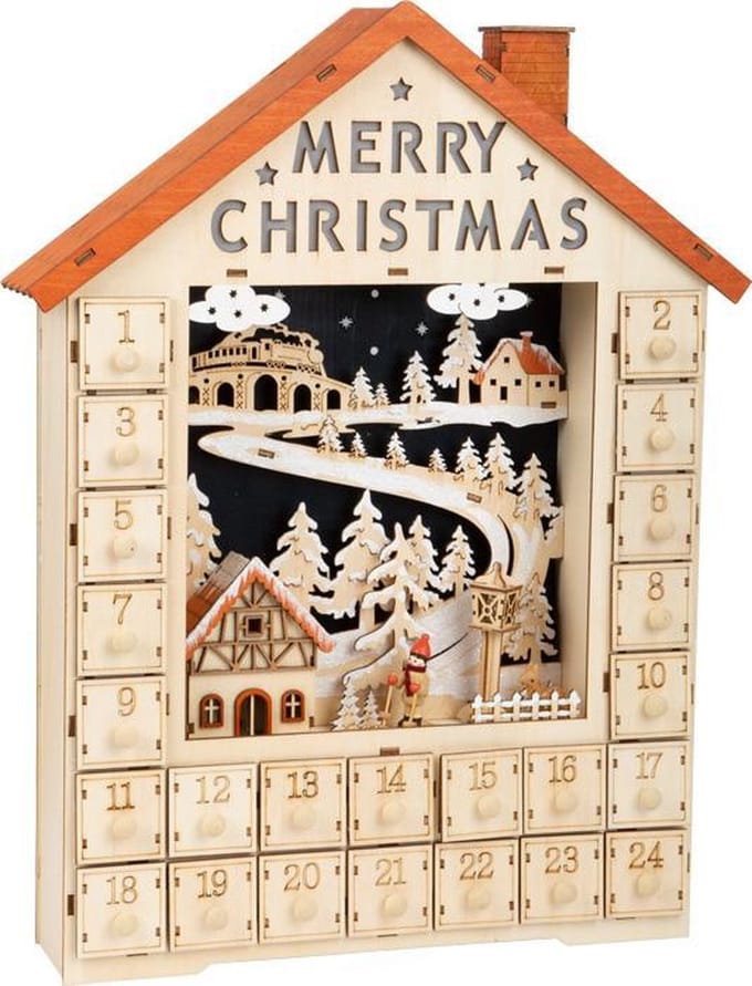 Houten Adventskalender Merry Christmas