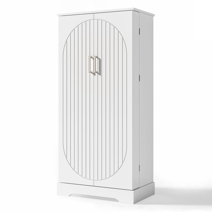 Wit MDF Multifunctionele Opslagkast Keuken Woonkamer 60×35×128cm