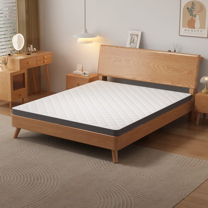MODENUIT Matras 140x200 cm – 7-zoneschuim – H3-stevigheid – 7 cm hoog – OEKO-TEX gecertificeerd – Wit/Grijs