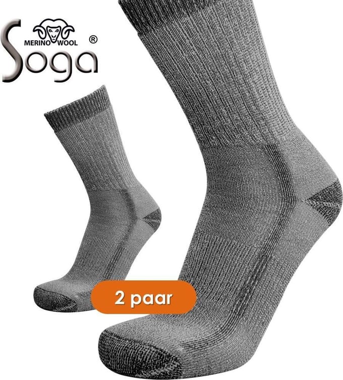 Eureka zachte merino wollen wandelsokken S7 - 2-Pack  - grijs - maat 43-45