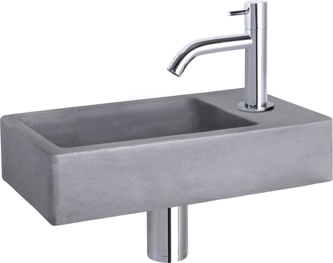 Differnz Force Fonteinset - Beton donkergrijs - Kraan gebogen chroom - 40 x 22 x 8 cm