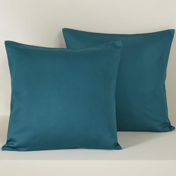 De Witte Lietaer Sierkussensloop Set Olivia Smaragd Green - 40 x 40 cm - Satijn Katoen