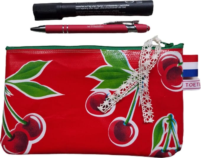 Toetie & Zo - Etui - Kersen - Fruit - Tafelzeil - Rood - Makeuptas