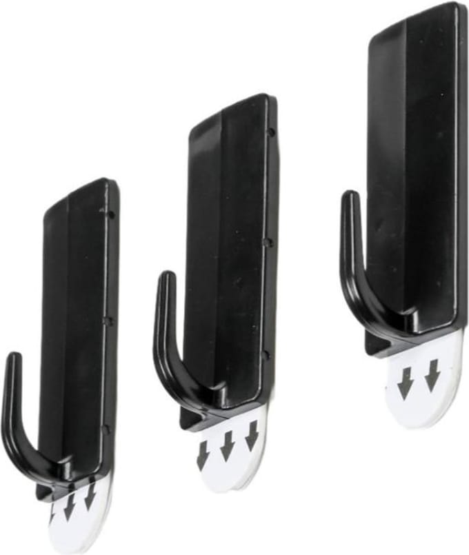 Benson Zelfklevende en verwijderbare haken - 5x2 cm - zwart - 3 stuks