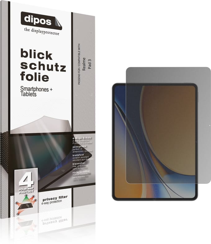 dipos – Matte Privacy Screenprotector geschikt voor Realme Pad 3 | Anti-Spy Beschermfolie