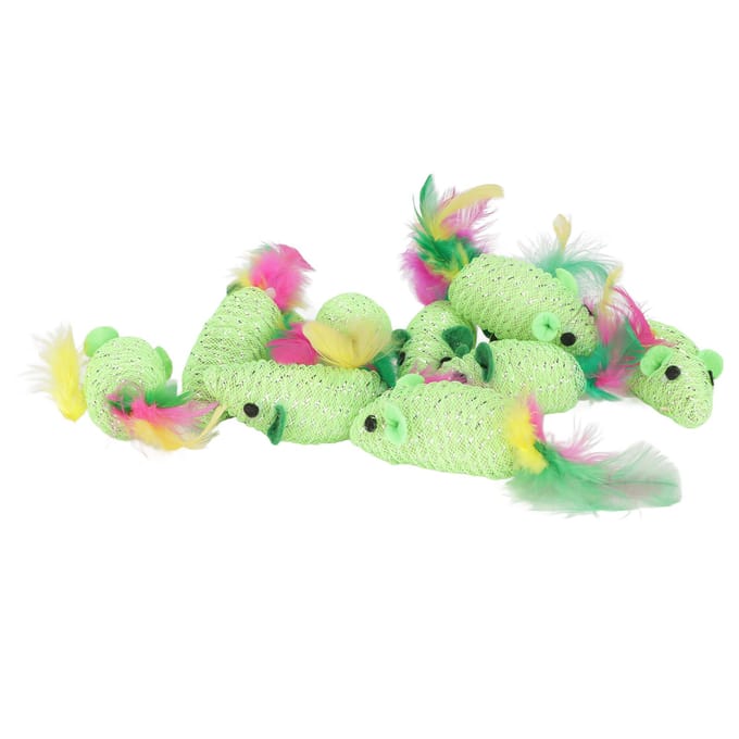 11 stuks Muizen Kat Speelgoed Multifunctioneel Piepend Interactief Kat Speelgoed Muis voor Katten en Kittens Groen wit