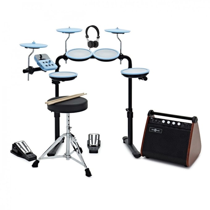 VISIONDRUM Compact Mesh Elektronisch Drumstel + Versterkerpakket, Blauw