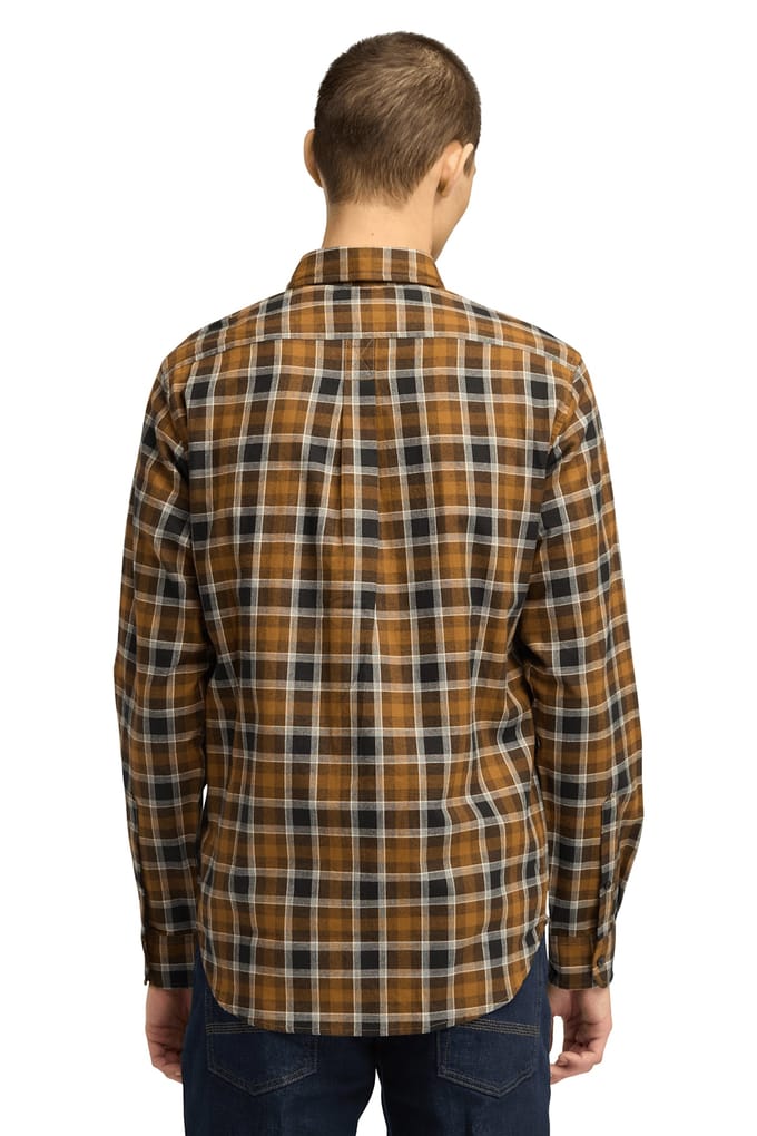 Timberland Herringbone Flannel Check Shirt Dark Wheat Boot Größe: S | Casual hemden Outlet | Herren | Braun