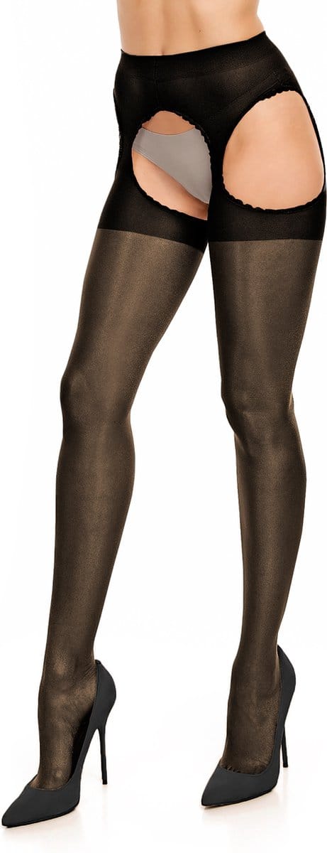 Glamory Plaisir Ouvert - Open panty - 20 den - maat 2XL - zwart