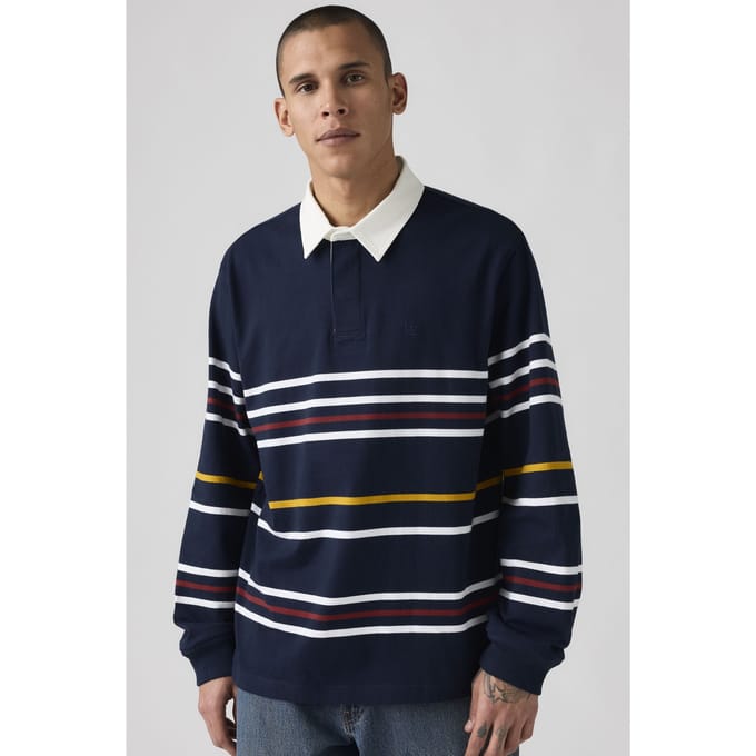 Levi's Union Rugby Shirt Blue Maat: M | Longsleeves Outlet | Heren | Blauw