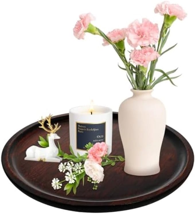 PromoHome Ronde Bamboe Serveerplank - 30 cm Natuurlijk Bruin Dienblad