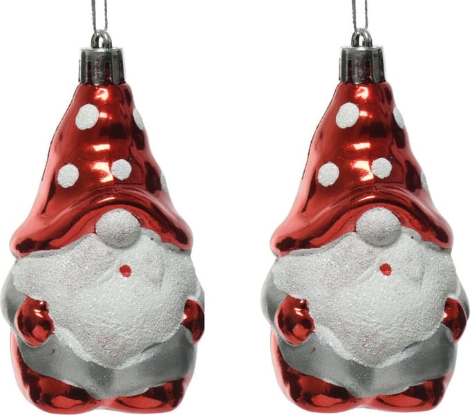 Decoris Kersthangers - kerstman - 2x - kunststof - 8,5 cm